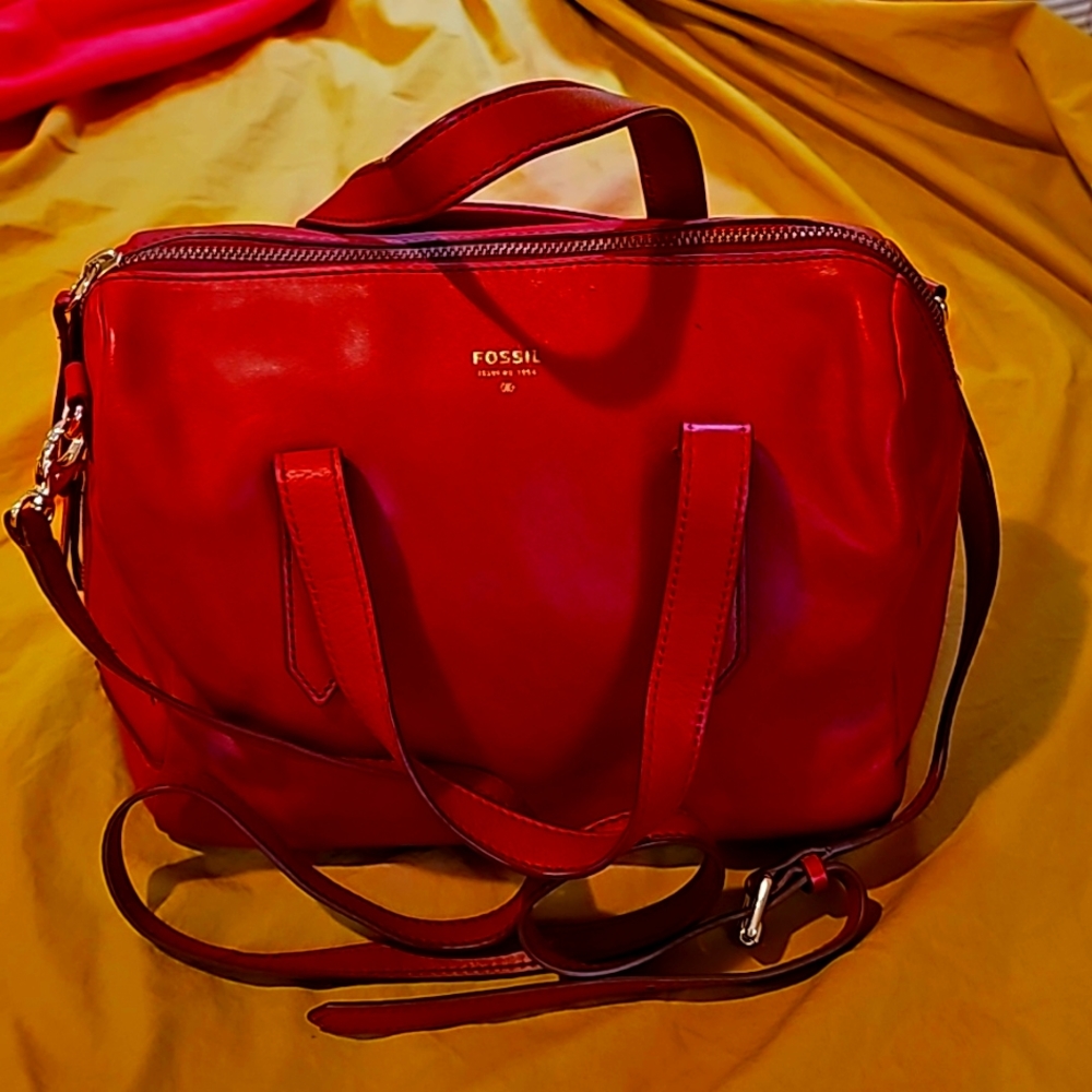 Fossil leather bag.